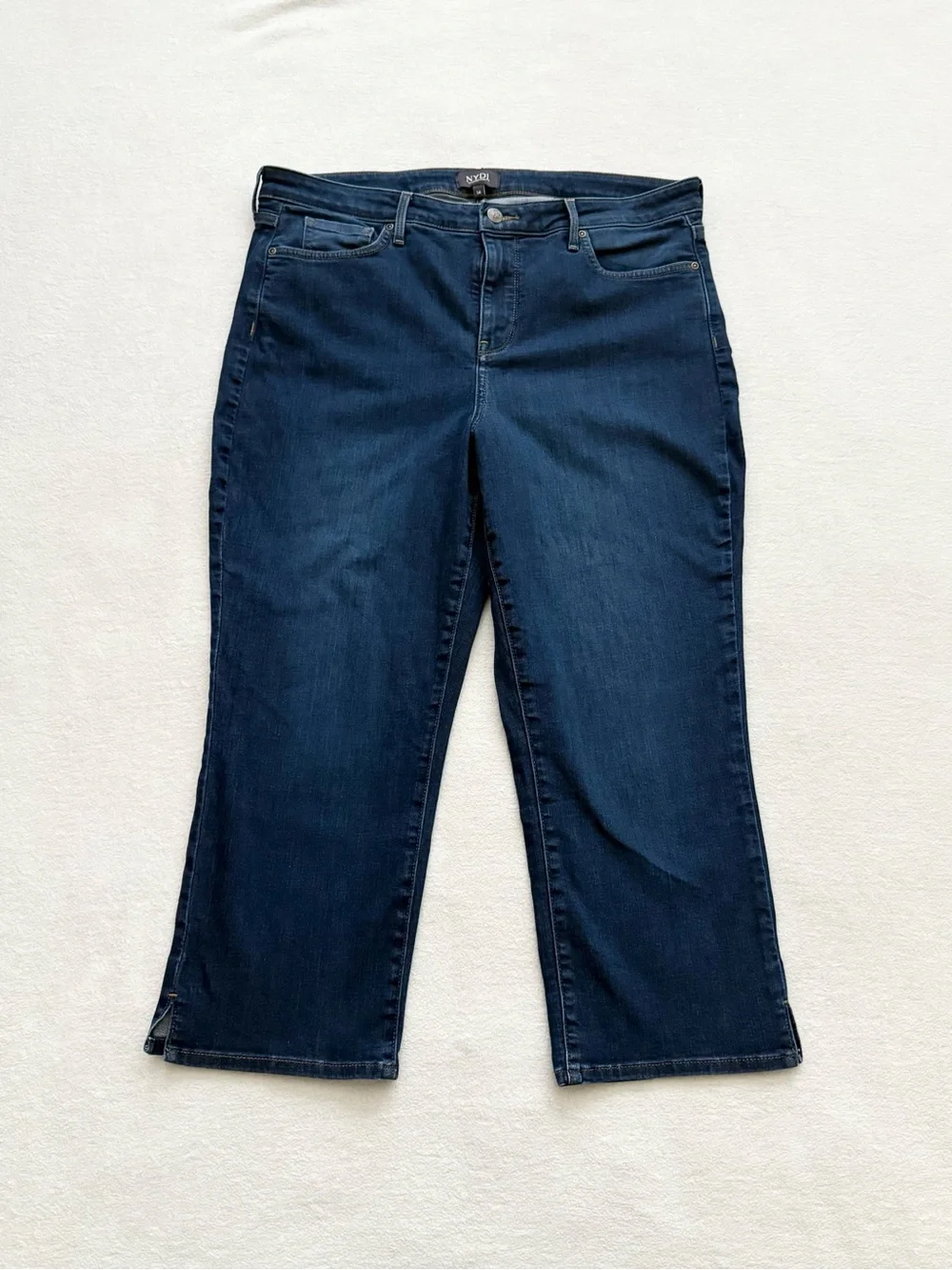NYDJ Lift Tuck Dark Wash Crop Straight Jeans Size 14 Classic Minimalist - Picture 1 of 6